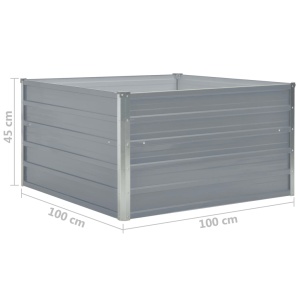 Strat inălțat grădină, gri, 100x100x45 cm, oțel galvanizat - Img 5