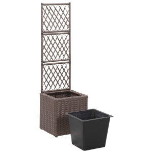 Strat inălțat spalier cu 1 ghiveci maro 30x30x107 cm poliratan - Img 4