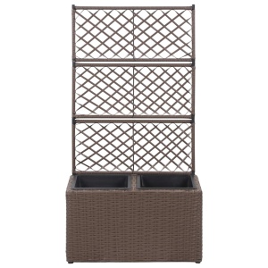 Strat inălțat spalier cu 2 ghivece maro 58x30x107 cm poliratan - Img 2