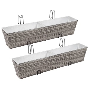 Straturi inălțate de balcon, 2 buc., gri, 80 cm, poliratan