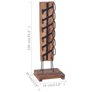 Suport 6 sticle de vin, 35x35x100 cm, lemn masiv de tec - Img 5