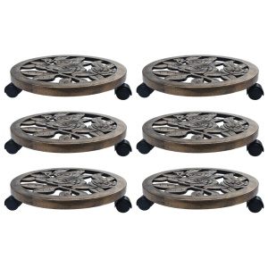 Suporturi de plante cu role, 6 buc., bronz, 38 cm, plastic