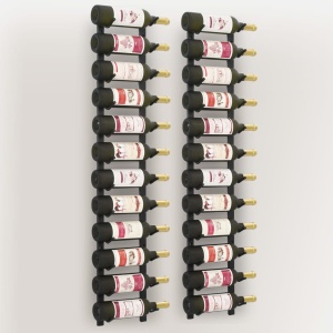 Suporturi vin montate pe perete, 12 sticle, 2 buc, negru, fier - Img 3