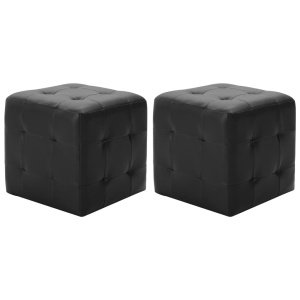 Taburet, 2 buc., negru, 30 x 30 x 30 cm, piele ecologică