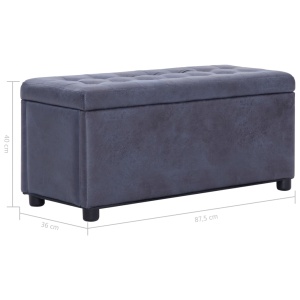 Taburet de depozitare, gri, 87,5 cm, piele intoarsă ecologică - Img 5