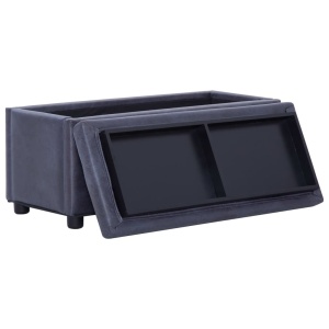 Taburet de depozitare, gri, 87,5 cm, piele intoarsă ecologică - Img 6