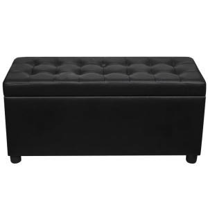 Taburet de depozitare, piele artificială, negru - Img 4