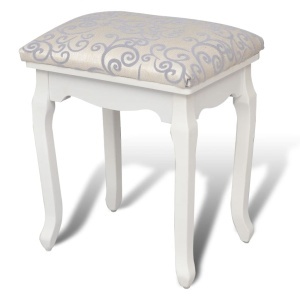 Taburet pentru dressing, alb crem, material textil - Img 2