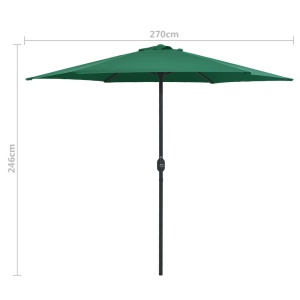 Umbrelă de soare cu stâlp aluminiu, verde, 270 x 246 cm - Img 6
