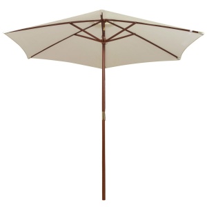 Umbrelă de soare cu stâlp de lemn 270 x 270 cm, alb crem - Img 3