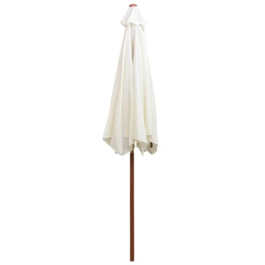 Umbrelă de soare cu stâlp de lemn 270 x 270 cm, alb crem - Img 6