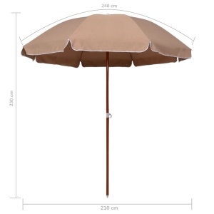 Umbrelă de soare cu stâlp din oțel, gri taupe, 240 cm - Img 5