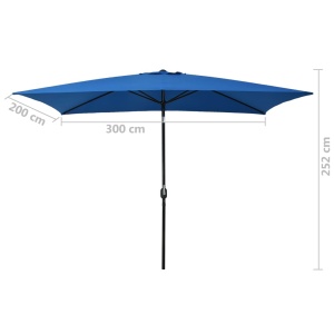 Umbrelă de soare cu stâlp metalic, azur, 300 x 200 cm - Img 6