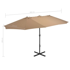 Umbrelă soare exterior cu stâlp aluminiu gri taupe 460x270 cm - Img 7