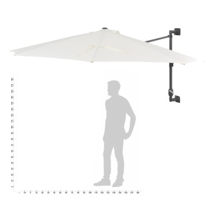 Umbrelă soare, montaj pe perete, stâlp metalic, 300 cm, nisipiu - Img 10
