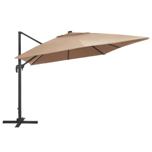 Umbrelă suspendată cu LED și stâlp aluminiu gri taupe 400x300cm - Img 4