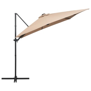 Umbrelă suspendată cu LED, stâlp oțel, gri taupe, 250x250 cm - Img 4