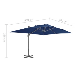 Umbrelă suspendată cu stâlp din aluminiu albastru azuriu 4x3 m - Img 7