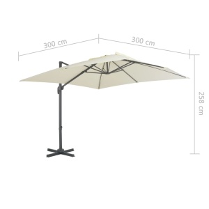 Umbrelă suspendată cu stâlp din aluminiu, nisipiu, 300x300 cm - Img 9