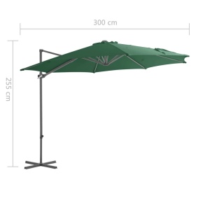 Umbrelă suspendată cu stâlp din oțel, verde, 300 cm - Img 9