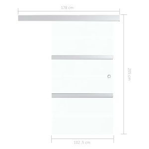 Ușă glisantă, argintiu,102,5 x 205 cm, sticlă ESG și aluminiu - Img 6