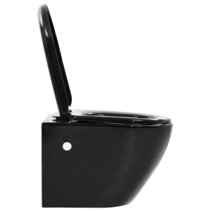 Vas toaletă suspendat cu rezervor incastrat, negru, ceramică - Img 5