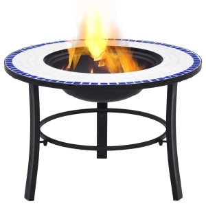 Vatră de foc cu mozaic, albastru & alb, 68 cm, ceramică - Img 2