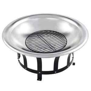 Vatră de foc de exterior cu grătar, 76 cm, oțel inoxidabil - Img 4