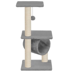Ansamblu pentru pisici cu stâlpi din funie de sisal, 65 cm, gri - Img 3