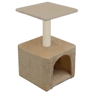 Ansamblu pentru pisici, stâlpi cu funie de sisal, 55 cm, bej - Img 4