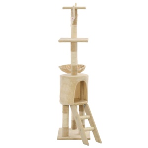 Ansamblu pisici cu stâlpi din funie de sisal, 138 cm, bej - Img 4