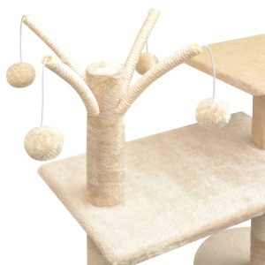 Ansamblu pisici, stâlpi cu funie de sisal, 125 cm, bej - Img 4