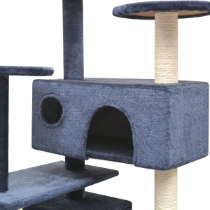 Ansamblu pisici, stâlpi cu funie sisal, 125 cm, albastru inchis - Img 3