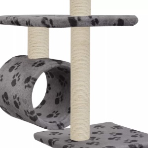 Ansamblu pisici, stâlpi funie sisal 260 cm imprimeu lăbuțe Gri - Img 6