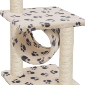 Ansamblu pisici, stâlpi funie sisal, 65 cm imprimeu lăbuțe, bej - Img 4