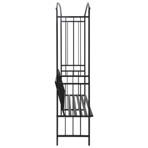 Arcadă de grădină cu bancă, negru, 128 x 50 x 207 cm, fier - Img 3