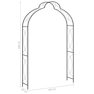 Arcadă de grădină, negru, 150 x 34 x 240 cm, fier - Img 5