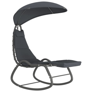 Balansoar de grădină, gri, 160 x 80 x 195 cm, material textil