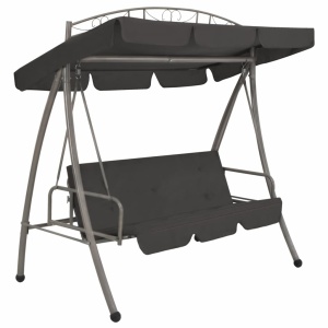 Balansoar extensibil cu copertină antracit 198x120x205 cm oțel