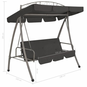 Balansoar extensibil cu copertină antracit 198x120x205 cm oțel - Img 7