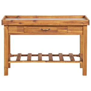 Banc de lucru de grădină, blat din zinc, lemn masiv de acacia - Img 4