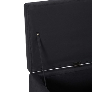Bancă cu compartiment de depozitare, negru, 116 cm, poliester - Img 6