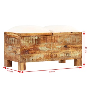 Bancă de depozitare Lemn masiv reciclat 80x40x40 cm - Img 11