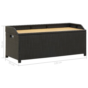 Bancă de depozitare pentru grădină, negru, 120 cm, poliratan - Img 7