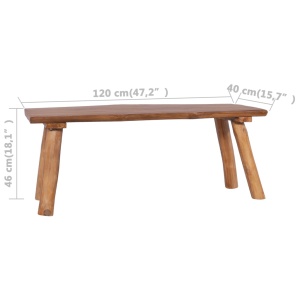 Bancă de grădină, 120 cm, lemn masiv de tec - Img 5