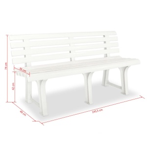 Bancă de grădină, alb, 145,5 cm, plastic - Img 5