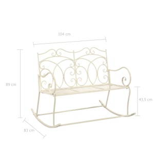 Bancă de grădină, alb vintage, 104 cm, fier - Img 5