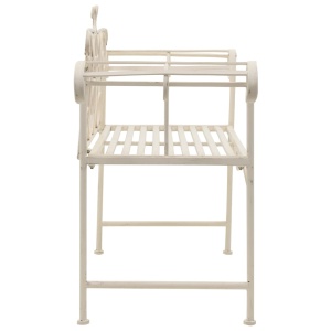 Bancă de grădină, alb vintage, 132 cm, metal - Img 3