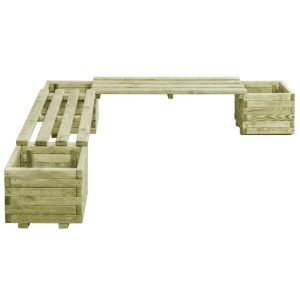 Bancă de grădină cu jardiniere, lemn de pin tratat - Img 2