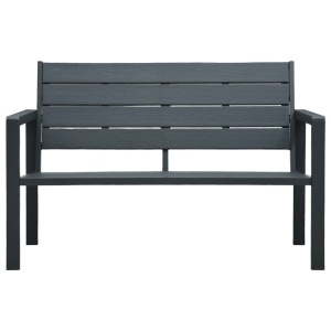 Bancă de grădină, gri, 120 cm, HDPE, aspect de lemn - Img 2